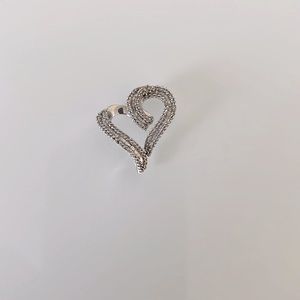 Solid 10K White Gold 0.50ctw Natural Diamond Heart Love Pendant